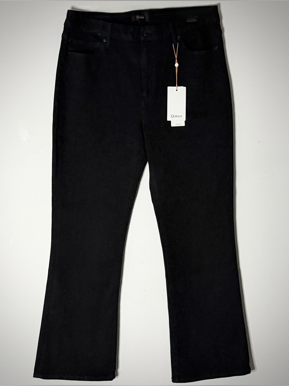 NWT Quince Stretch High Rise Kick Flare Jeans Black Denim - Quality -SZ 31